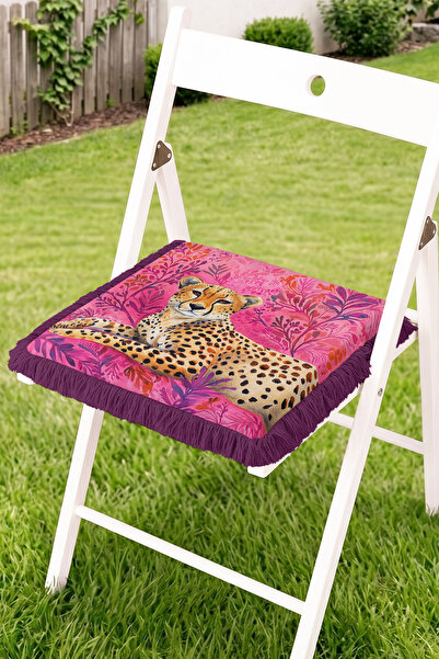 Realhomes Leopard Figured Tropical Leaf Patterned Fringed Zippered Chair Cush...