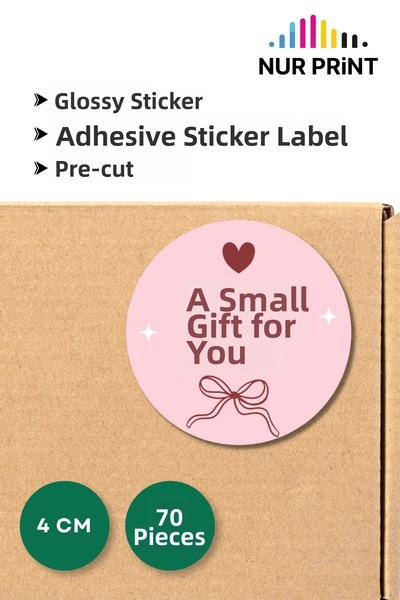 Nur Print Adhesive Sticker, Round Label Diameter 4 Cm, Glossy Finish, Gift Pa...