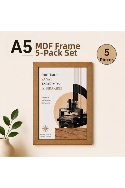 Kutup Yıldızı Tasarım Atölyesi مجموعة إطارات MDF مقاس A5 مكونة من 5 قطع، إطار...