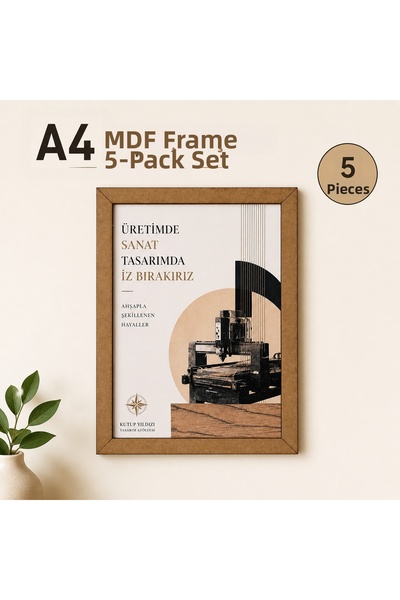 Kutup Yıldızı Tasarım Atölyesi مجموعة إطارات MDF مقاس A4 مكونة من 5 قطع، إطار...