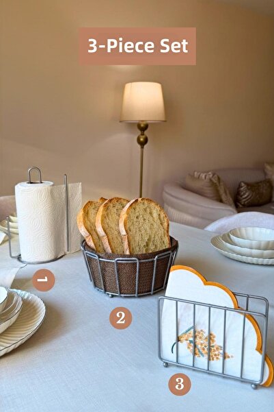 Edora Home Set of 3 Matte Silver Cage Napkin Holder Upright Paper Towel Holde...