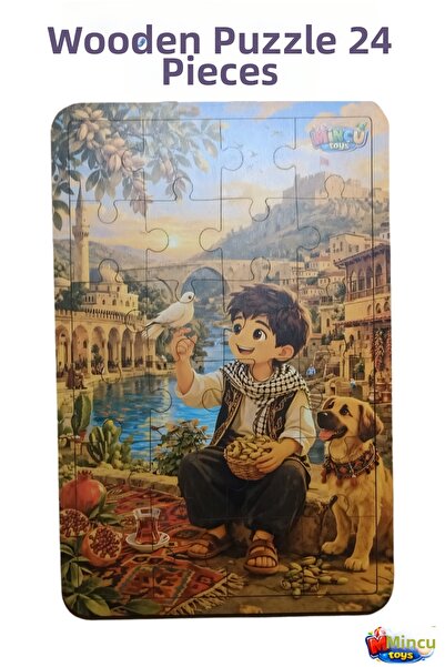 Minçu Toys 24 Piece Wooden Turkey Cities Puzzle – Famous Icons of Cities Educ...
