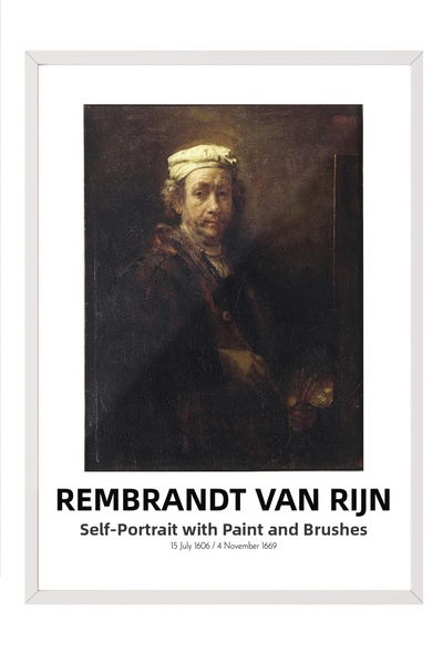 Postifull Rembrandt Vin Rijn - Autoportret cu pictură și pensule, Tablou înră...