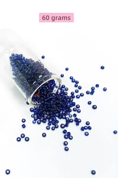 Mestore Bulky Glass Sand Beads (8/0) 3 mm - 60 Grams - Transparent Navy Blue ...