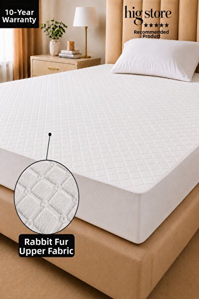 Hig Store Protector de saltea din pluș cu păr de iepure, rezistent la apă, ul...
