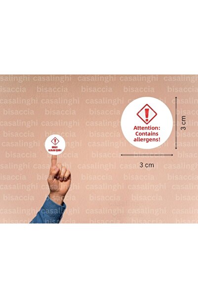 CASALINGHI Attention Contains Allergens Label Warning Allergy Allergen Round ...