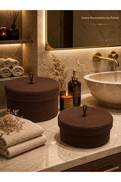 home decors by özlem Set of 2 Wicker Baskets, Wicker Basket Organizer, Storag...