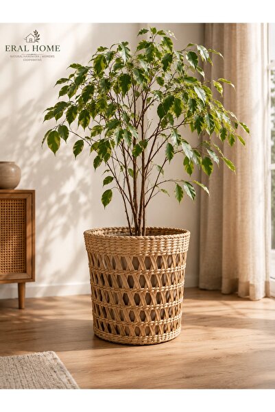 SS ERAL KOOP Hand Knitted Large Wicker Flower Pot Basket Decorative Natural F...