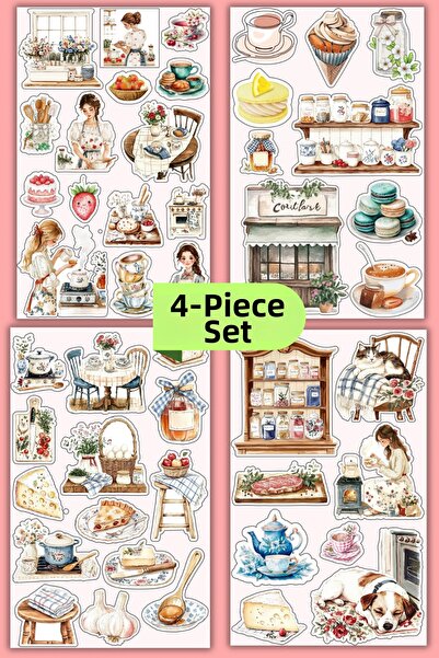 WhimsyWhite Rustic Country House Kitchen Sticker Set |   4 Sheets of Shiny Co...
