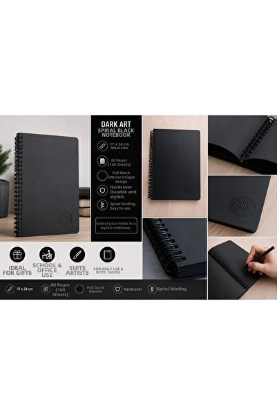 DreamArtgalery Dreamart Galery Dark Art Black Page Spiral Sketch Notebook 17X...