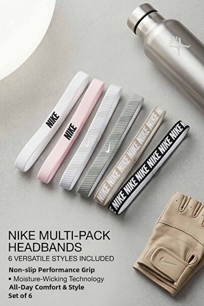 Nike Sportswear 6-Piece Mixed Color Sports Headband Set - Elastic Tennis, Fit...