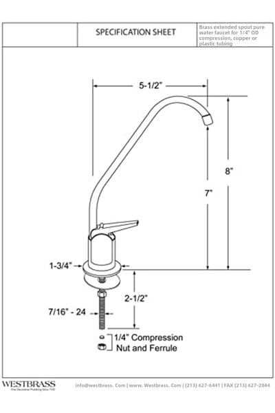Yıldızan Ttktechnology Westbrass A2031-Nl-26 8 "-Flo Style Pure Cold Water Di...