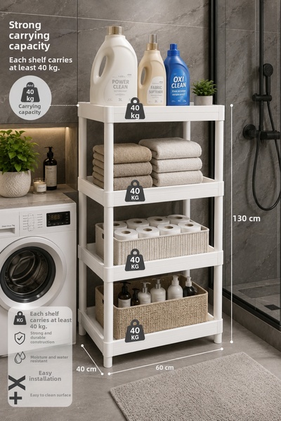 ATA HOME 4-Tier Multi-Purpose Bathroom Cabinet Kitchen Organizer Balcony Cabi...