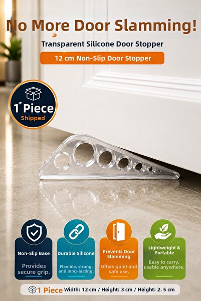OpenCity 1 bucată Opritor de ușă din silicon transparent, antiderapant, 12 cm...