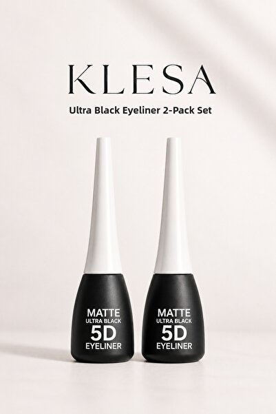 KLESA 2-Pack Ultra Black Eyeliner Matte Black Fine Tip Liquid Eye Makeup Set