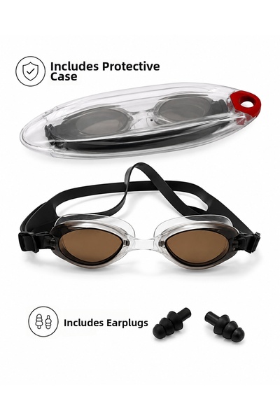 shopExxtra Anti Fog Youth Swimming Goggles Uv Protected Pool and Sea Goggles with Earplugs and Protection Box 15 cm