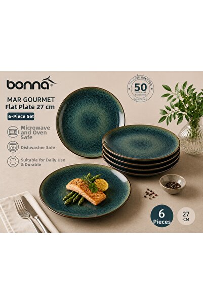 Bonnami 6 قطع بونا مار غورميت طبق مسطح 27 سم مجموعة تقديم الطعام الرئيسية من ...