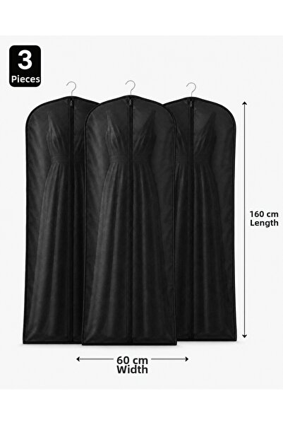 Turkco Black Evening Dress Cover 60X160 cm Zippered Dress Protection Cover 1-...