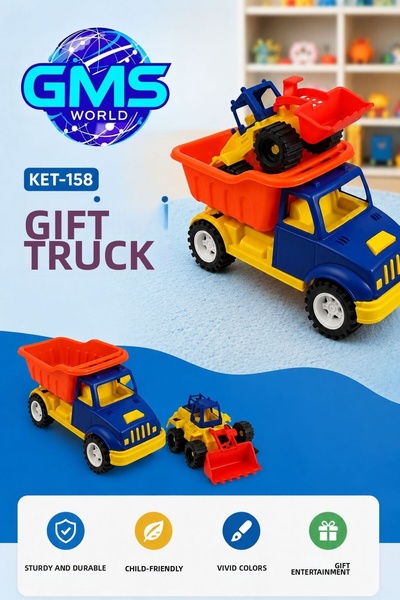 GMS WORLD شاحنة هدية 22×34 سم / جرافة مع صغارها