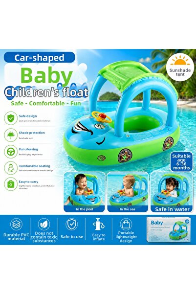 Miro Toys Shaded Baby Swim Ring with Car Design Steering Wheel Pool and Sea Ring