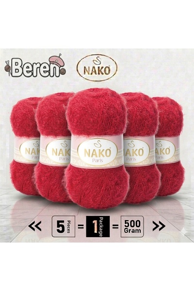 NAKO باريس - 03641 كارمن ريد - عبوة من 5 قطع - 100 جرام/245 متر - خيط حياكة ي...