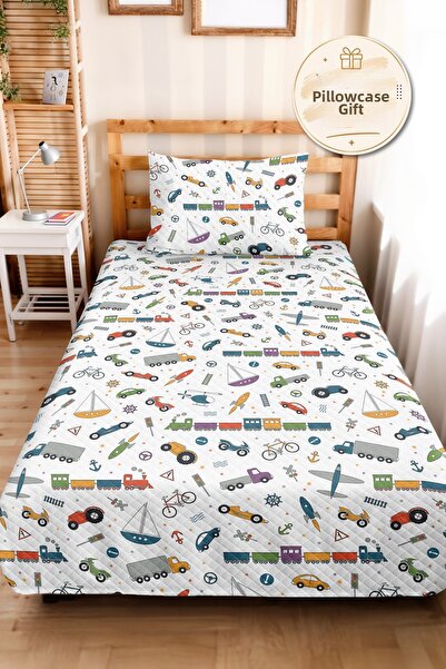Evimde Bambaşka Car and Vehicle Patterned Boys' Pique Set - Colorful Baby Roo...