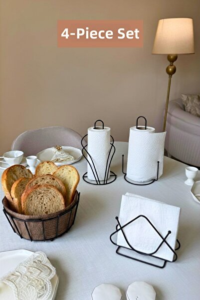 Edora Home Set of 4 Black Swan Napkin Holders, Upright Paper Towel Holders wi...