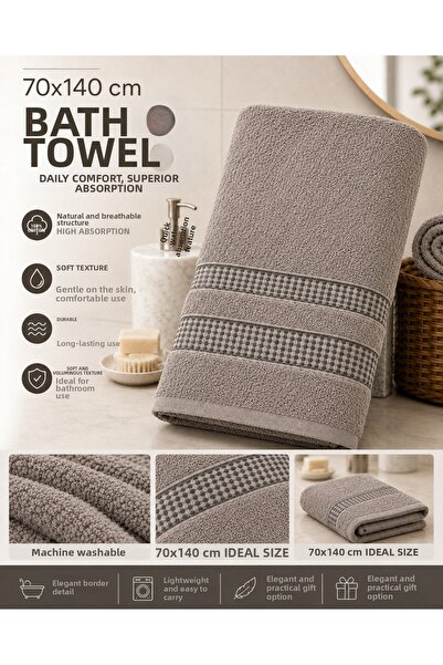 nnevora Mink 70X140 cm Bath Towel 100% Cotton Soft Textured Highly Absorbent ...