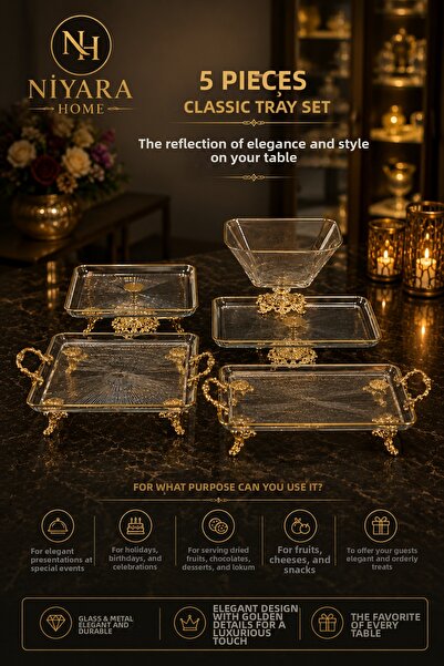 Niyara home 5-Piece Classic Foot Presentation Set the Reflection of Elegance ...