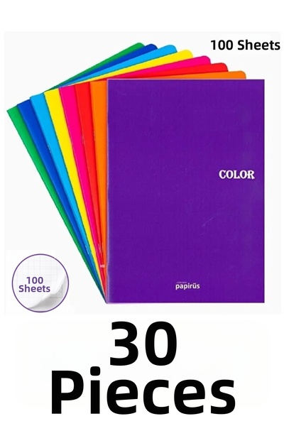 PaPirüs 30 тетрадки A4 Colornote, 100 страници, вързани напречно, квадратни
