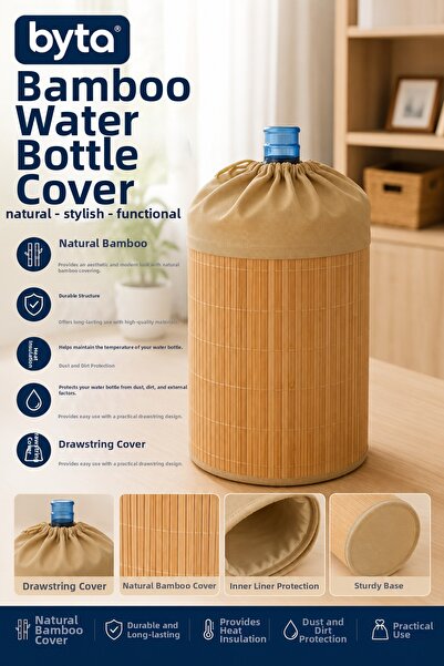 BYTA Bamboo Bottle Cover with Drawstring Cloth Cover Decorative Water Bottle ...