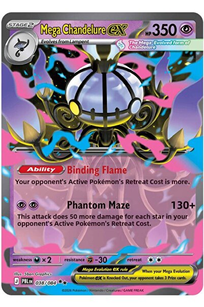 Pokemon TCG ميجا شاندلور إكس # 38 بطاقة بوكيمون بيتش بلاك الأصلية