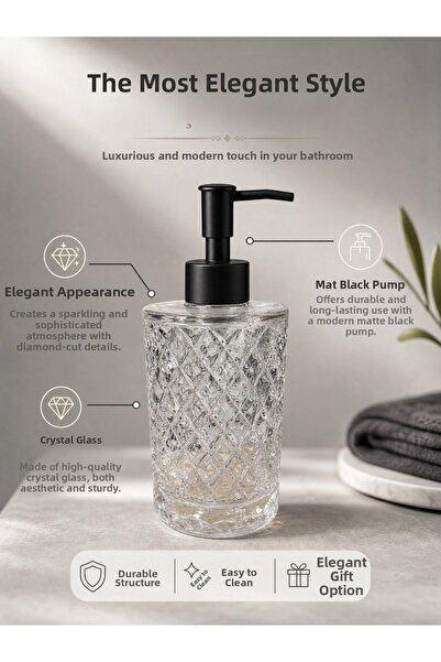 Generic Brand Transparent Crystal Glass Liquid Soap Dispenser - Transparent |...