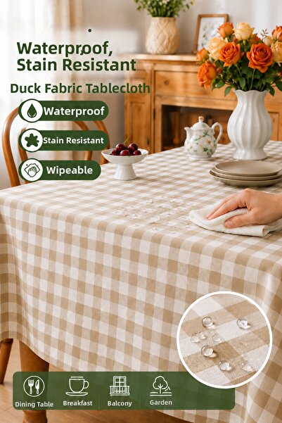 Soft Kare Pötikare Duck Fabric Tablecloth – Liquid-Proof, Stain-Resistant, Wi...