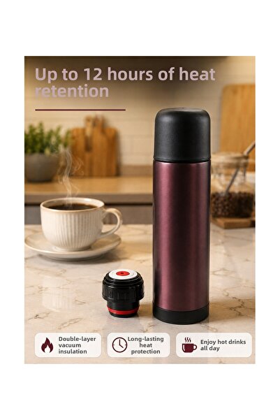 pınaxar Vacuum Thermos with Leak-Proof Lid, Keeps Hot and Cold for a Long Time