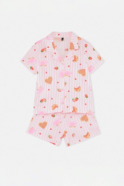 TRENDYOLKIDS Pink Girl's Pajama Set Tkdss26Pt00024