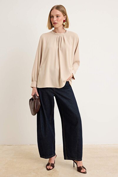 Trendyol Modest Τουνίκ από σατέν βιζόν TCTSS26UK00010