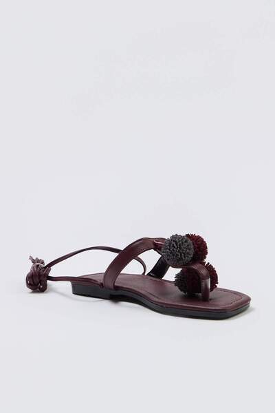 TRENDYOL SHOES Бордо дамски сандали с въжени детайли TAKSS26SD00016