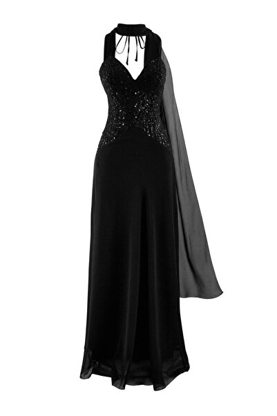 Trendyol Collection فستان سهرة وحفلات التخرج من الشيفون المنسوج بقصة A-Line/ش...