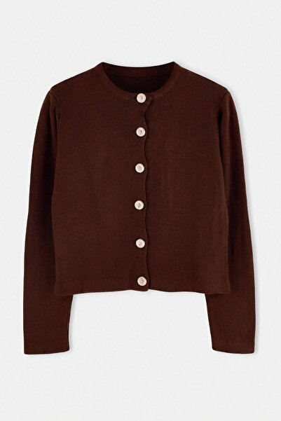 Trendyol Collection Jachetă maro de bază cu aspect de tricotaj Cardigan TWOAW...