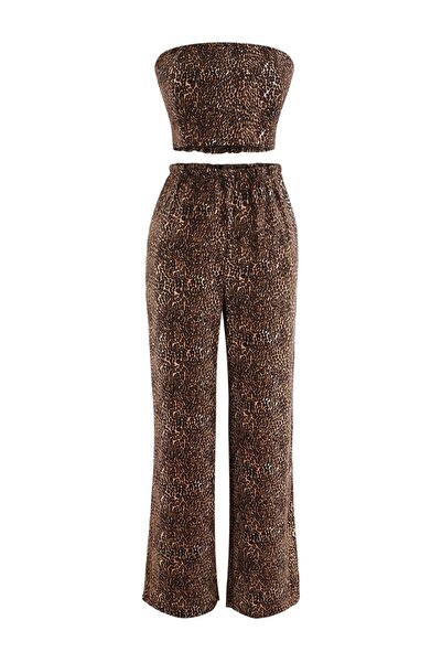 Trendyol Collection نسيج حيواني بني متعدد الألوان 100% بوليستر TBESS26AU00098