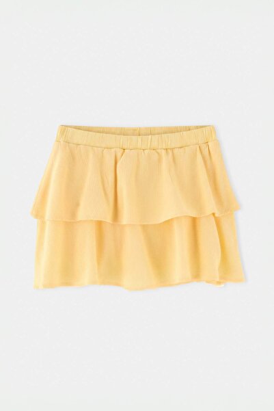 TRENDYOLKIDS Svetložuta midi suknja od običnog tkanog materijala TKDSS26ET00015