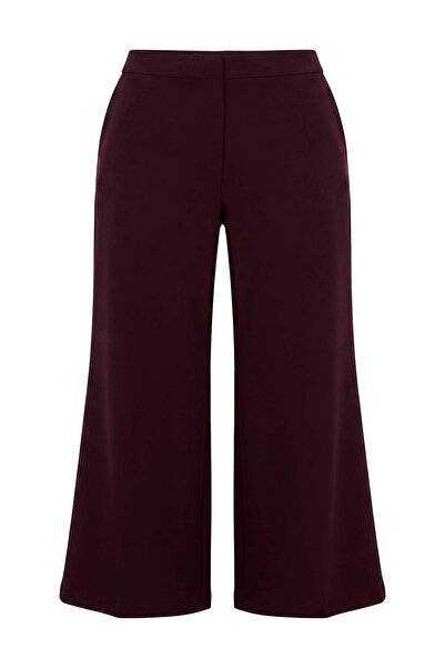 Trendyol Collection Pantaloni din țesătură cu croială largă Mürdüm Basic TWOA...