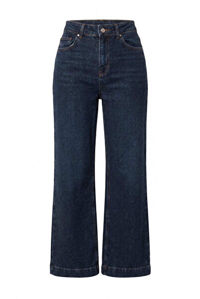 Trendyol Collection Wardrobe Essentials Dark Blue Low Stretch High Waist Wide...