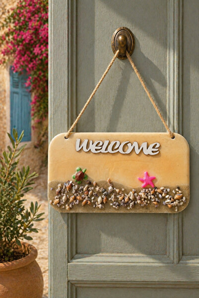 KHAKMA Στολίδι πόρτας με θέμα τη θάλασσα και την επιγραφή  "Welcome " – Διακό...