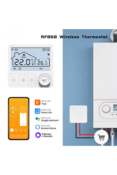 MOGODA Termostat inteligent WiFi AM002, control inteligent de la telefonul Tuya Smart sau Smart Life, histerezis ±1°C,