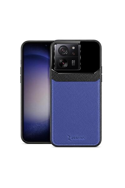 Zebana Xiaomi Mi 13T Pro Uyumlu Kılıf Lens Deri Kılıf Lacivert