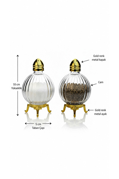 İnova Home Decor 2-Piece Origami Model Gold Color Metal-Stand Glass Salt Shaker Set
