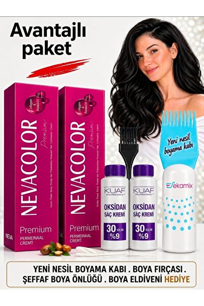 Neva Color Saç Boyası Füme Gri 2 Ad +Oksidan 30 Volum 2 Ad+Fırça