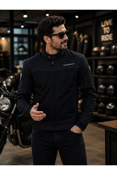 TAIPAN SPORTS Icon Black Yazlık Korumalı Motorcu Montu, Fileli Cordura 600 D ...